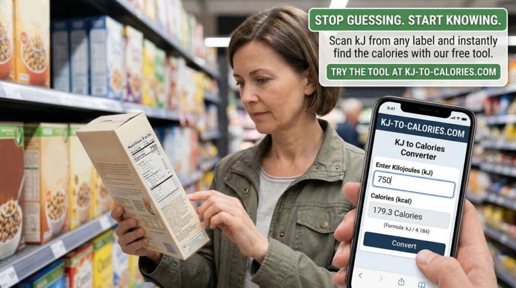showing the website’s Kilojoules vs Calories converter tool